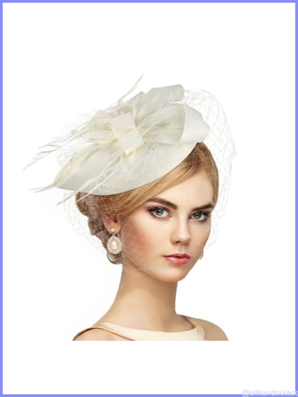 Vintage Derby Fascinator Hat with Hair Clip & Headband for Women, Retro Feather